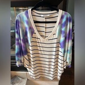 Haptics stripe tie dye top
